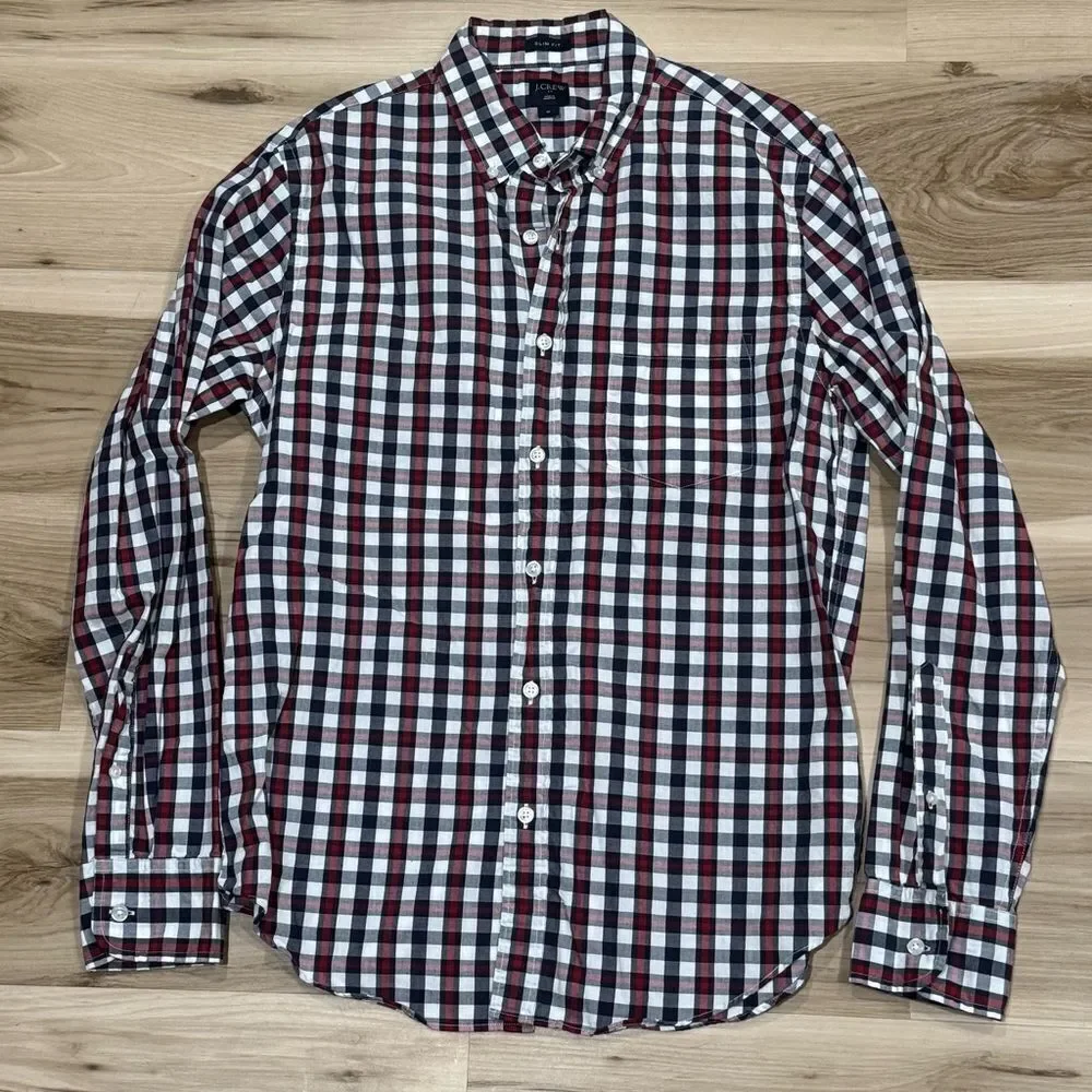 J. Crew Plaid Slim Fit Button Down Shirt Men’s Medium